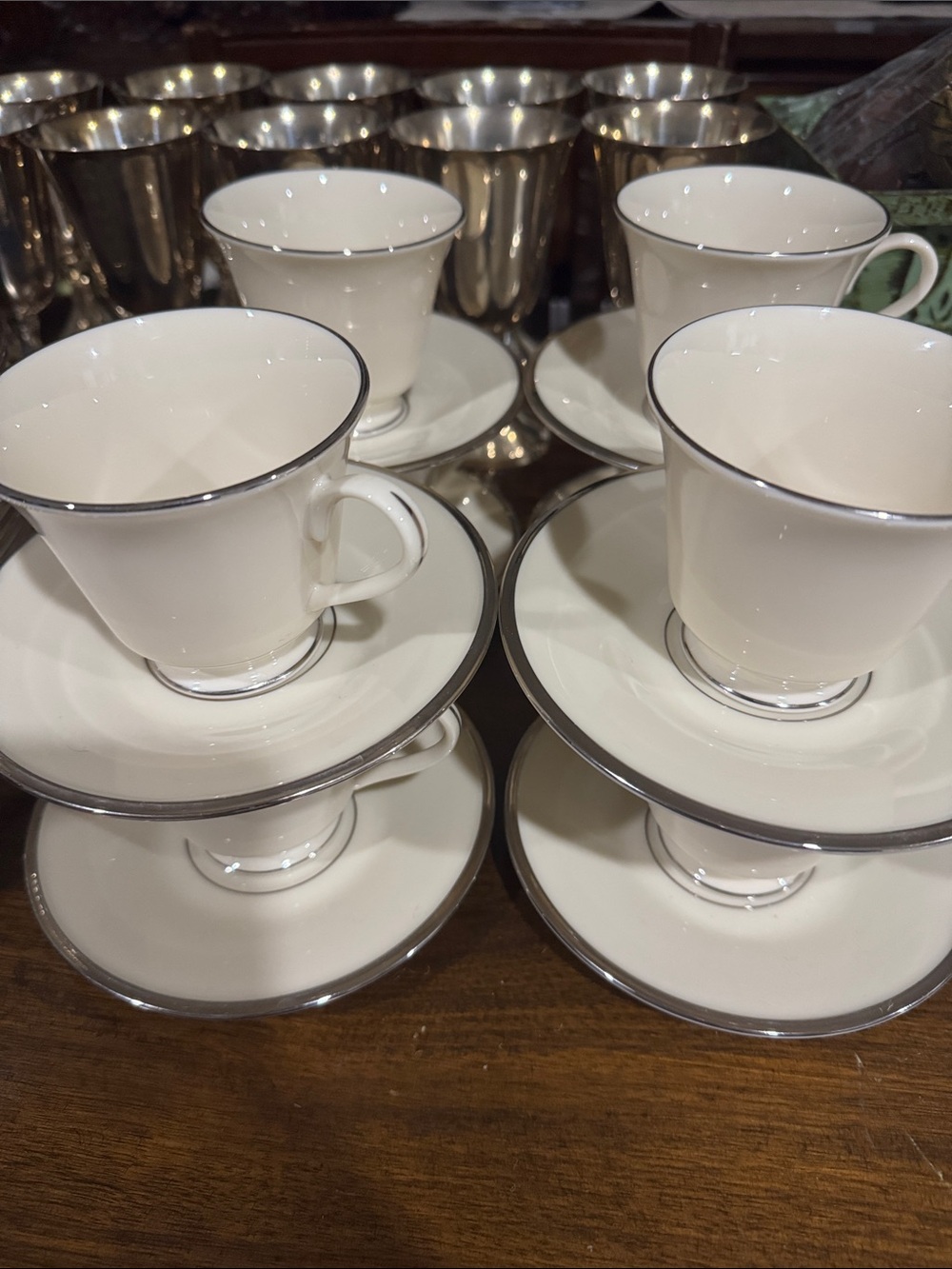 Lenox Cosmopolitan & Solitaire Ivory Platinum Fine China Dinnerware Set Vintage
